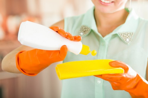 Professional office cleaners in Wandsworth cleaning a modern workspace